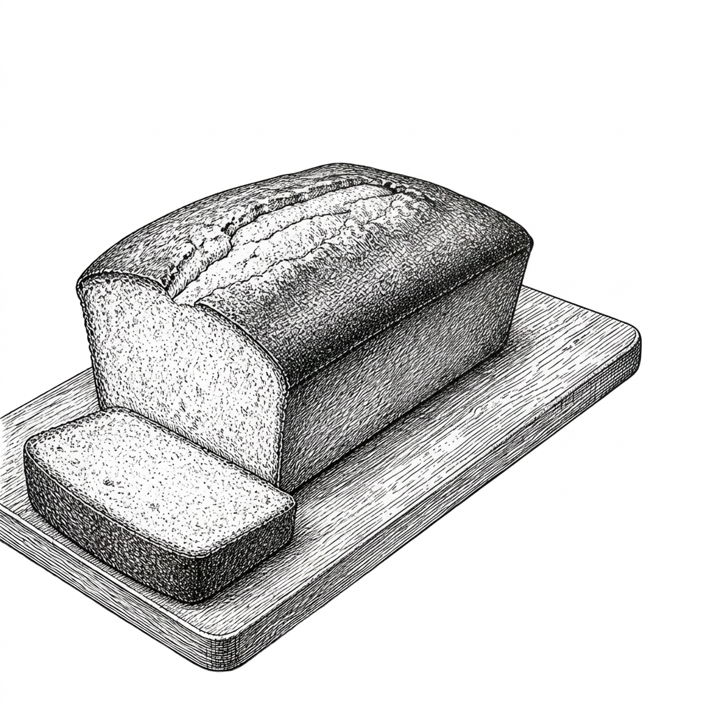 Pen-and-ink illustration of olive oil & citrus loaf